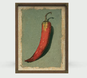 Single Red Chili Pepper Still Life, Large Textured Wall Art, Still Life Wall Art, Mixed Media Acrylic Canvas