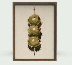 Green Olives in Soft Mediterranean Light, Large Textured Wall Art, Still Life Wall Art, Mixed Media Acrylic Canvas