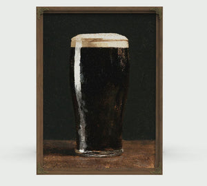 Amber Pint With Settling Head, Large Textured Wall Art, Still Life Wall Art, Mixed Media Acrylic Canvas