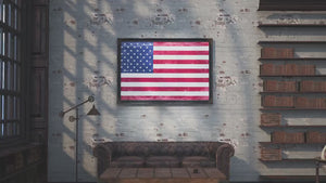 USA Flag – Weathered Vintage Style American Flag Wall Art – Ornate Frame or Canvas Print
