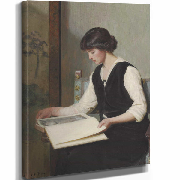 Lilla Cabot Perry 11" x 14" / Stretched Canvas Wrap Reading By Lilla Cabot Perry