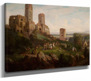 Henryk Pillati Ruins Of The Castle – Merry Making In Tenczynek (Circa 1855) By Henryk Pillati