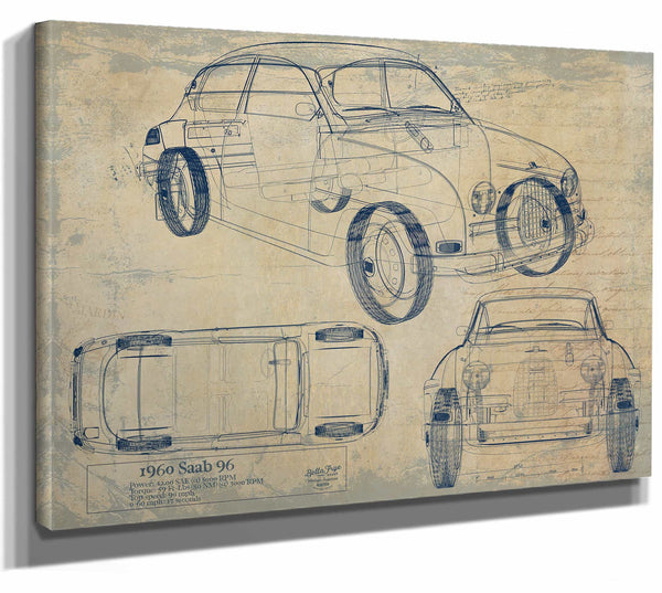 Saab 96 1960 Wall Art from Bella Frye.