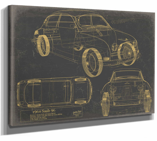 Saab 96 1960 Wall Art from Bella Frye.