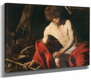 Caravaggio 11" x 14" / Stretched Canvas Wrap Saint John The Baptist By Caravaggio