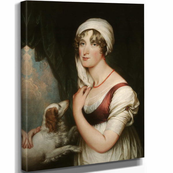 John Trumbull 11" x 14" / Stretched Canvas Wrap Sarah Trumbull With A Spaniel By John Trumbull