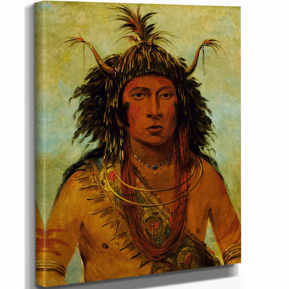 George Catlin 11" x 14" / Stretched Canvas Wrap Say Say Gon Hail Storm War Chief By George Catlin