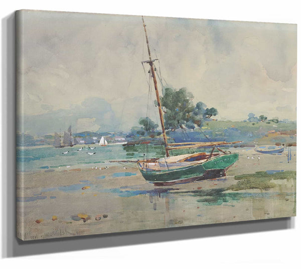 Alfred Walsh Seascape With Boat By Alfred Walsh