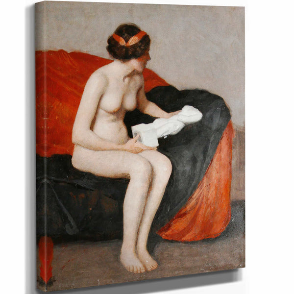 William Mcgregor Paxton Seated Nude With Sculpture By William Mcgregor Paxton