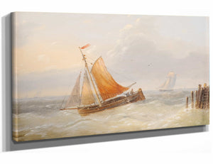 Charles Louis Verboeckhoven Ships On Moving Sea By Charles Louis Verboeckhoven