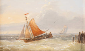 Charles Louis Verboeckhoven Ships On Moving Sea By Charles Louis Verboeckhoven