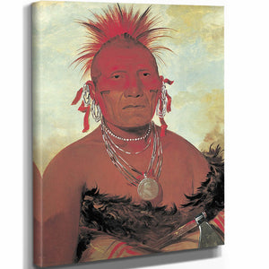 George Catlin 11" x 14" / Stretched Canvas Wrap Shon Ka Ki He Ga Horse Chief Grand Pawnee Head Chief By George Catlin