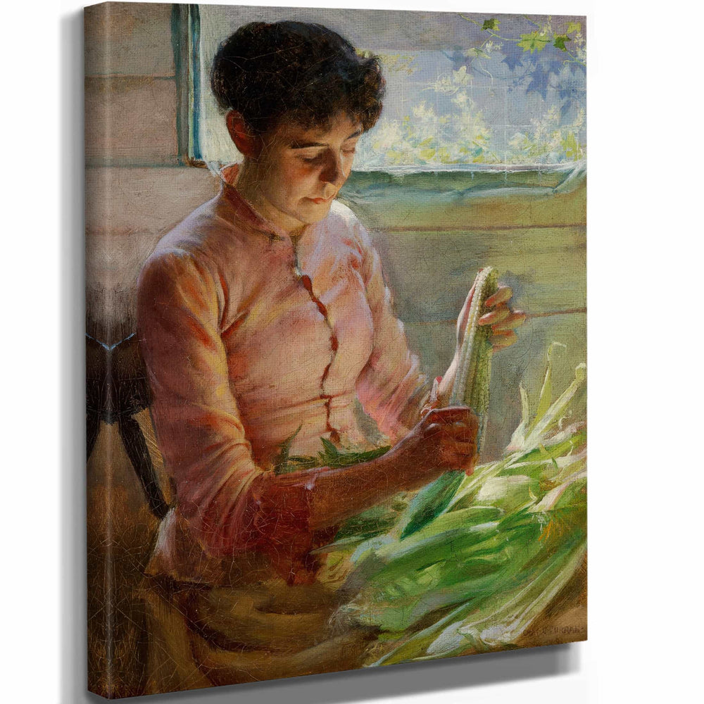 Charles Courtney Curran Shucking Corn By Charles Courtney Curran