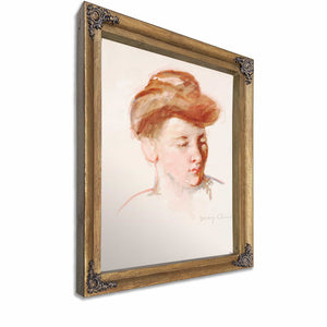 Sketch Of Mother Jeannes Head Looking Down By Mary Cassatt