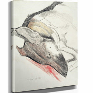 Joseph Stella 11" x 14" / Stretched Canvas Wrap Sleeping Dog (Circa 1921 –26) By Joseph Stella