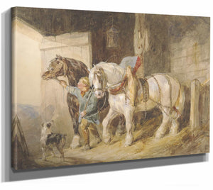 John Frederick Tayler Stable Boy With Cart Horses By John Frederick Tayler