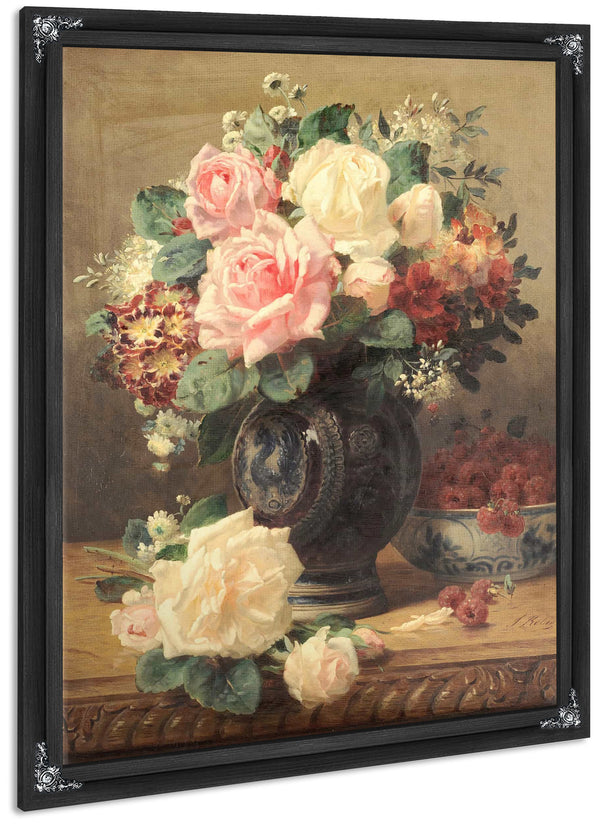 Still Life With Roses And Raspberries By Jean Baptiste Robie