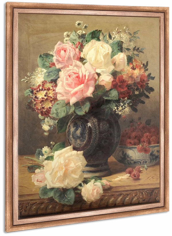 Still Life With Roses And Raspberries By Jean Baptiste Robie