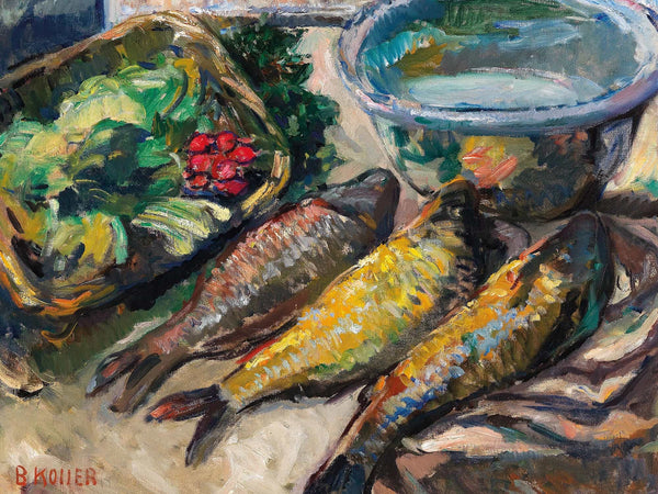 Broncia Koller Pinell Still Life With Three Fish By Broncia Koller Pinell