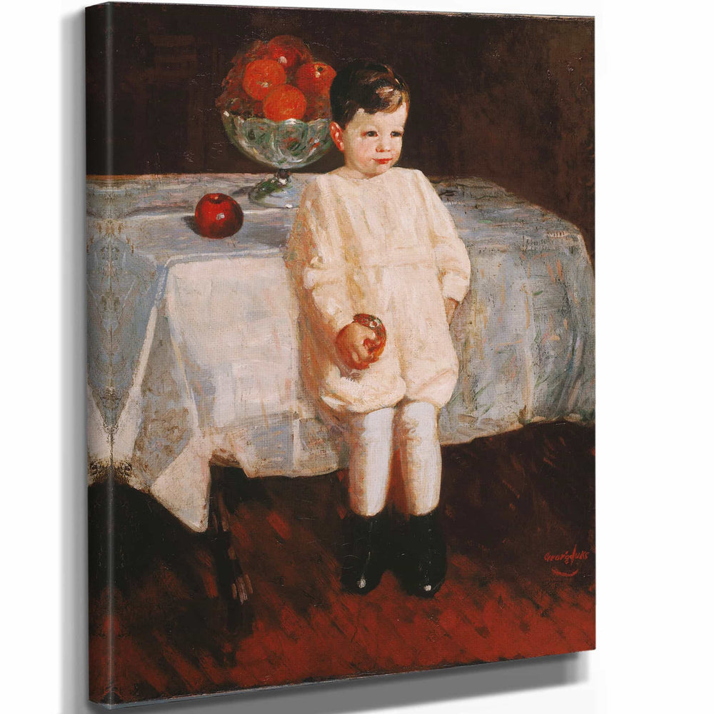 George Luks 11" x 14" / Stretched Canvas Wrap Sulky Boy By George Luks