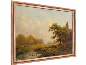 Summer Landscape With Sheperds And Cattle Near A Village By Frederik Marinus Kruseman