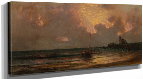 Martin Johnson Heade Sunset At Point Judith Light By Martin Johnson Heade