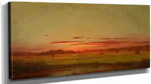 Martin Johnson Heade Sunset Haywagon In The Distance By Martin Johnson Heade