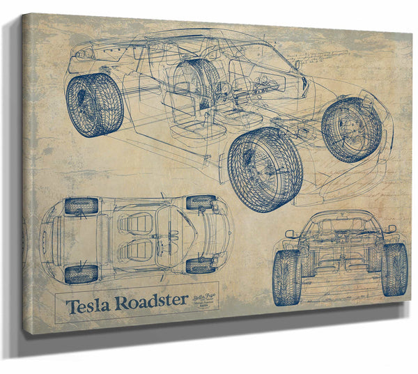 Tesla Roadster Wall Art from Bella Frye.