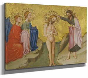 Cecco Di Pietro 14" x 11" / Stretched Canvas Wrap The Baptism Of Christ By Cecco Di Pietro