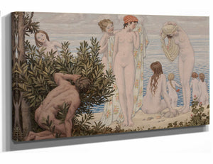 Bryson Burroughs 18" x 12" / Stretched Canvas Wrap The Bathers (1913) By Bryson Burroughs