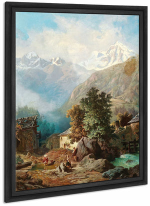 The Family Idyll In The Background A View Of Ortler From Mals By Anton Karinger