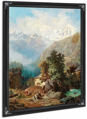 The Family Idyll In The Background A View Of Ortler From Mals By Anton Karinger