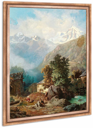 The Family Idyll In The Background A View Of Ortler From Mals By Anton Karinger