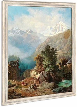 The Family Idyll In The Background A View Of Ortler From Mals By Anton Karinger