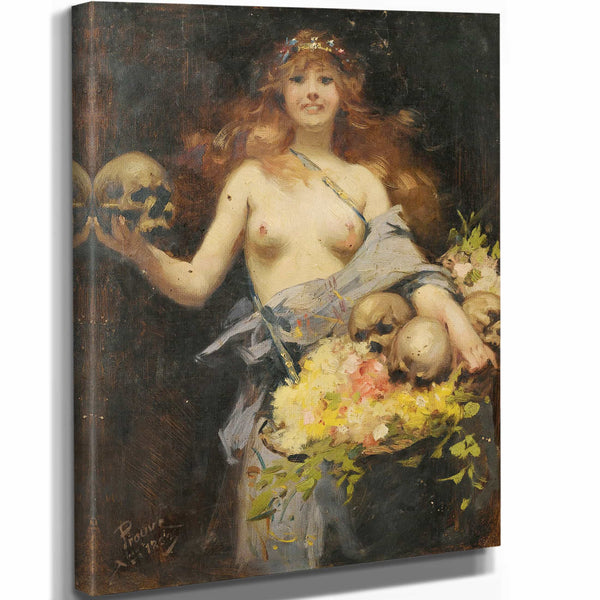 Victor Emile Prouve 11" x 14" / Stretched Canvas Wrap The Flower Vendor By Victor Emile Prouve