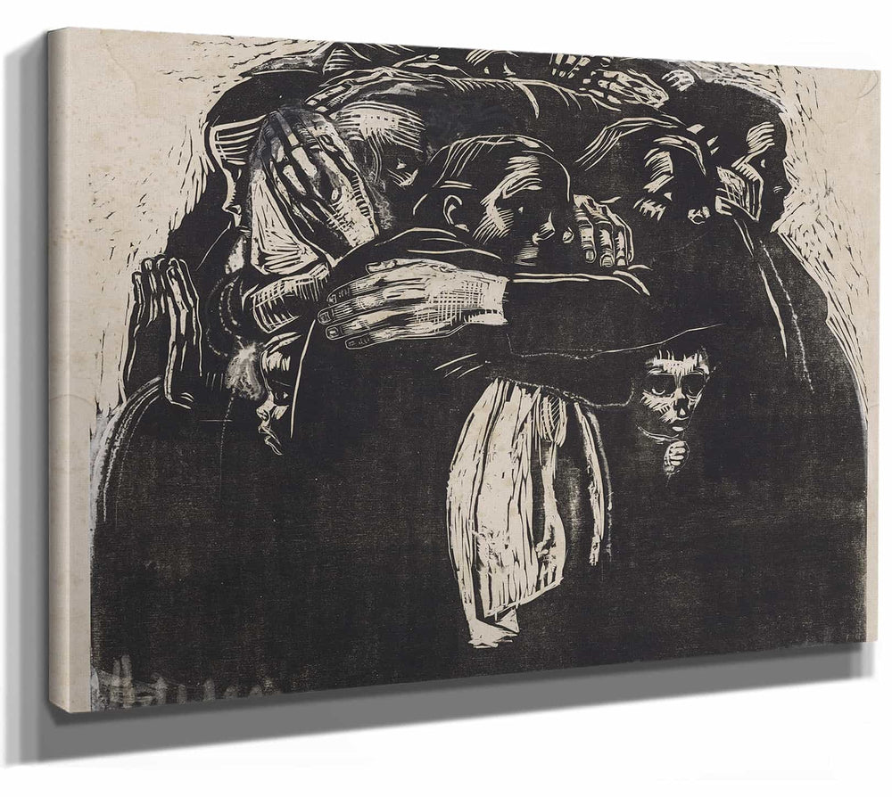 Kathe Kollwitz 14" x 11" / Stretched Canvas Wrap The Mothers By Kathe Kollwitz