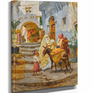 Frederick Arthur Bridgman 11" x 14" / Stretched Canvas Wrap The Orange Seller By Frederick Arthur Bridgman