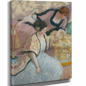 Frederick Carl Frieseke 11" x 14" / Stretched Canvas Wrap The Parrots By Frederick Carl Frieseke