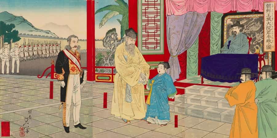 Watanabe Nobukazu The Regent Paying An Official Visit To The Korean Royal Court By Watanabe Nobukazu