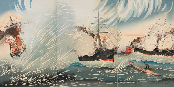 Kobayashi Kiyochika The Saikyo Maru In The Hard Fighting Off Haiyang Island By Kobayashi Kiyochika