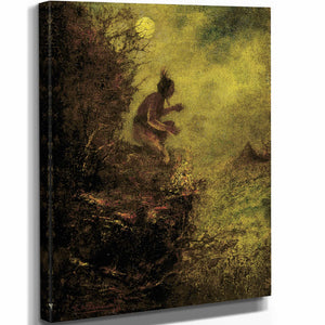 Ralph Albert Blakelock 11" x 14" / Stretched Canvas Wrap The Signal Fire By Ralph Albert Blakelock