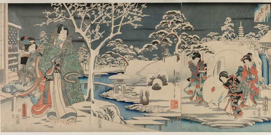 Ando Hiroshige The Snowy Garden By Ando Hiroshige