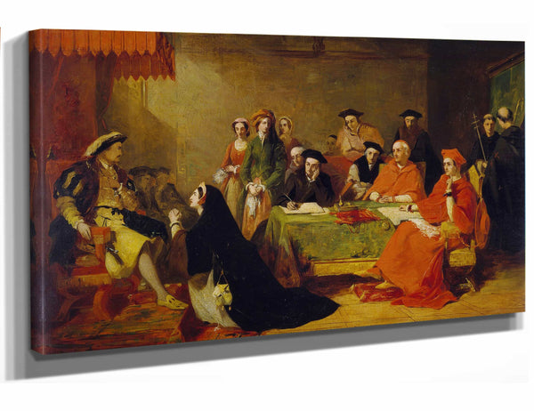 Baron Henry Nelson Oneil 18" x 12" / Stretched Canvas Wrap The Trial Of Queen Catherine Of Aragon (1848) By Baron Henry Nelson Oneil