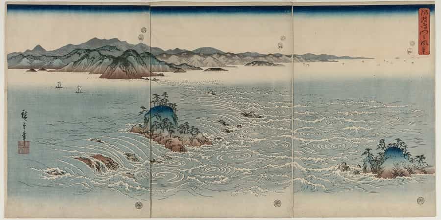 Ando Hiroshige The Whirlpools Of Awa By Ando Hiroshige