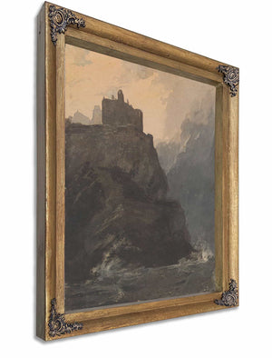 Castle On Cliff With A Stormy Sea And Shipwreck At Base Of Cliff By Thomas Sully