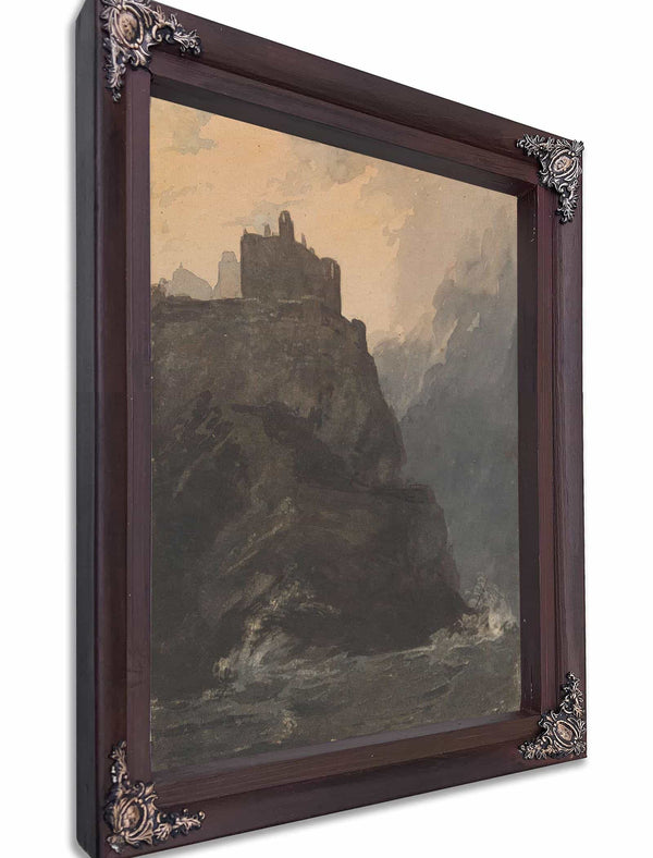 Castle On Cliff With A Stormy Sea And Shipwreck At Base Of Cliff By Thomas Sully