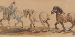 Piotr Michałowski Three Horses Harnessed One Behind The Other (1845 1848) By Piotr Michałowski