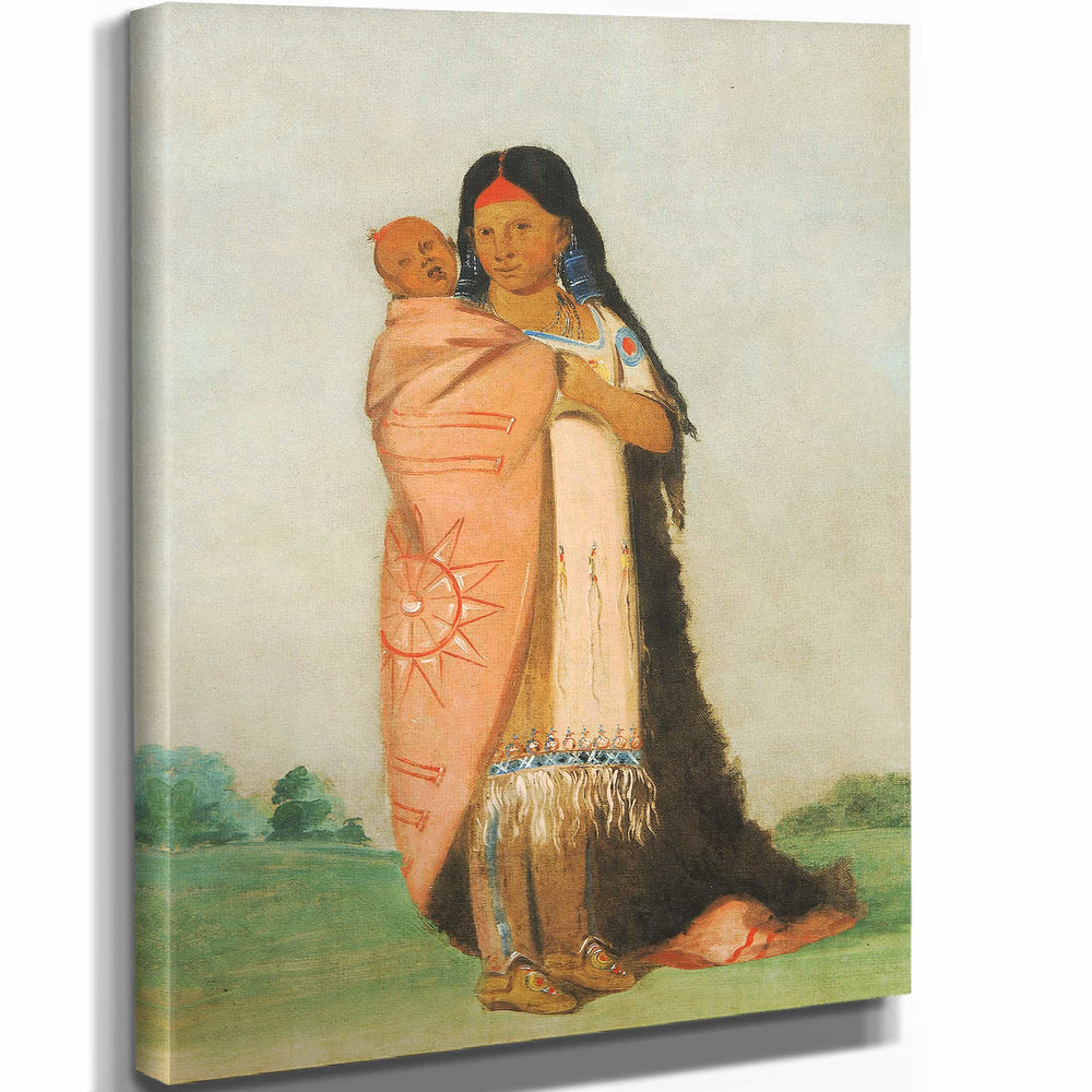 George Catlin Tsee Mount Great Wonder Carrying Her Baby In Her Robe By George Catlin