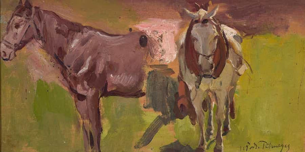 Włodzimierz Tetmajer Two Horses Sketch By Włodzimierz Tetmajer