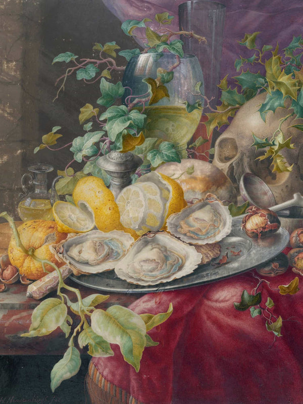 Herman Henstenburgh Vanitas Still Life With Oysters And Skull (1677 1726) By Herman Henstenburgh